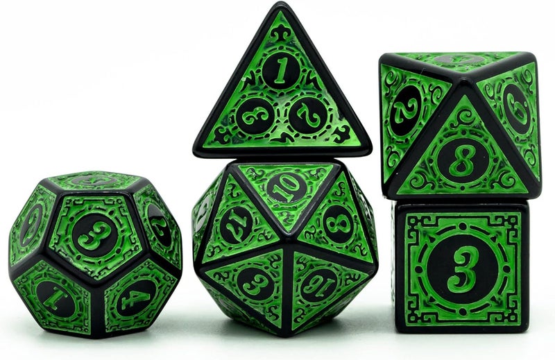 Poludie DND Dice Set -D&D Polyhedral Dice (7 Pcs) with Black Dice Bag for Dungeons and Dragons Role Playing Dice Games RPGs (Dice-Green with Black Edge) - Image 2